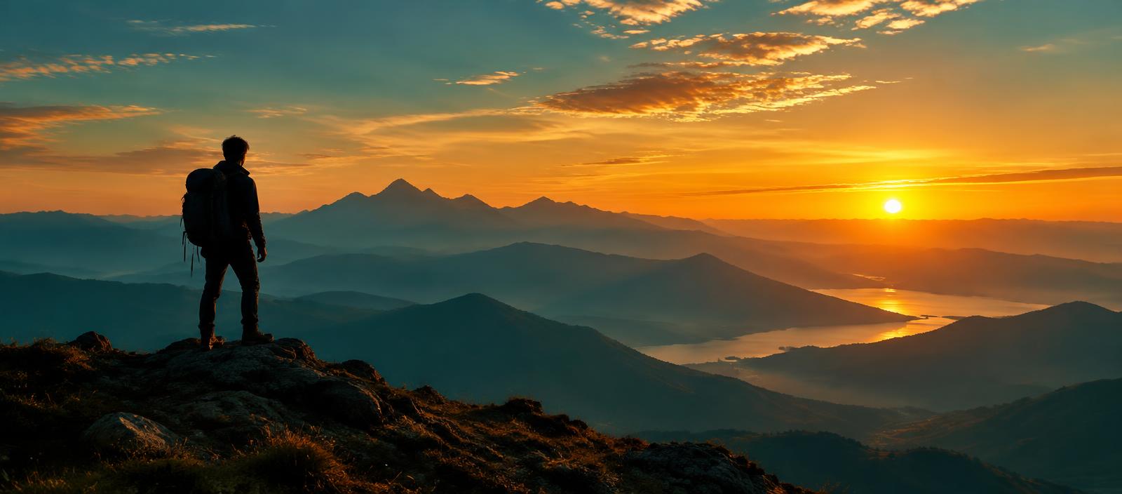 Horská krajina při západu slunce